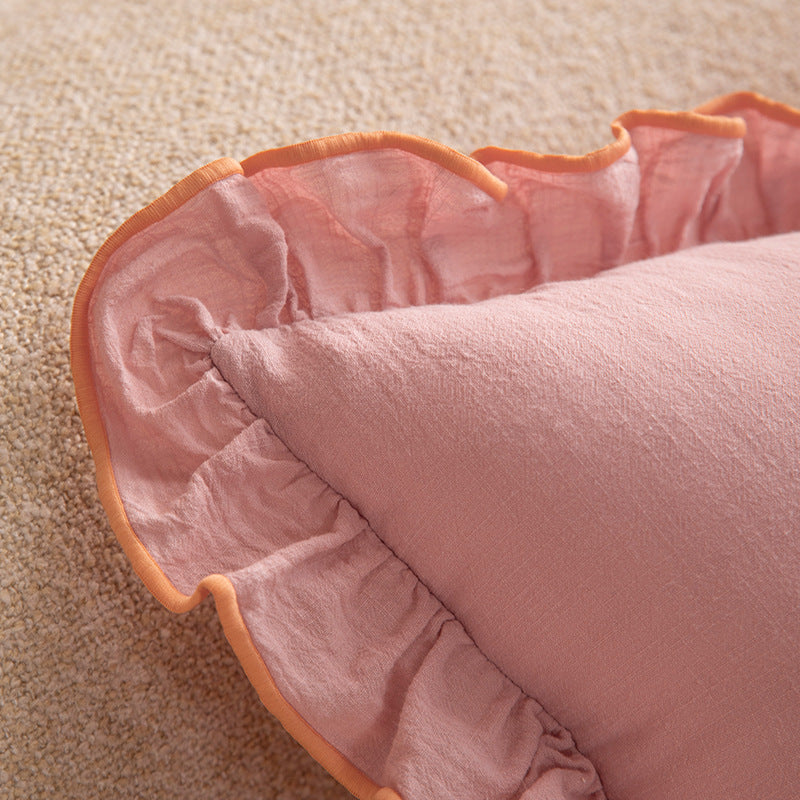 Decorative cushion with frill ruffle and linen texture Kalsten