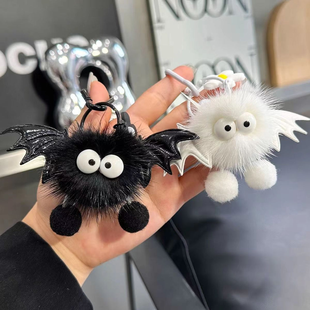 Plush keychain with bat motif
