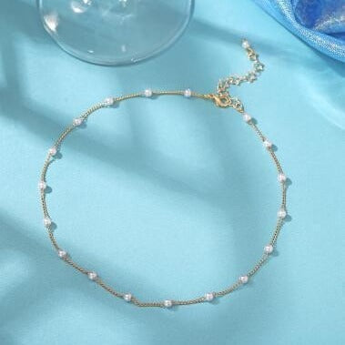 Elegant Pearl and Chain Anklet Kalsten