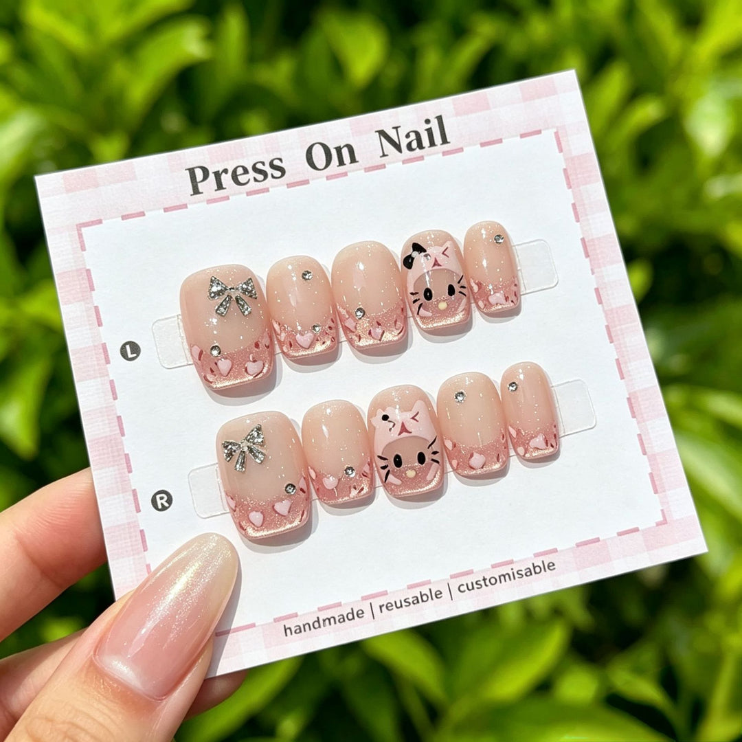 Artistic Press-On Nail Set with Floral and Patterned Designs
