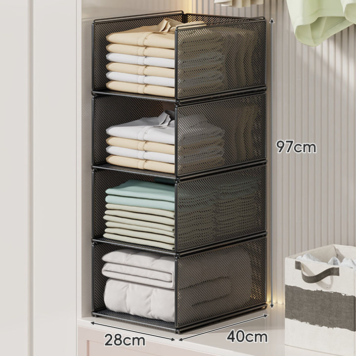 Perforated Steel Fabric Storage Basket with Raised Sliding Base