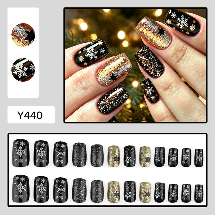 Creative artificial nails with sparkling glitter and festive winter design Kalsten