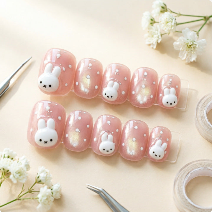 Cute Bunny Design Artificial Nails Kalsten