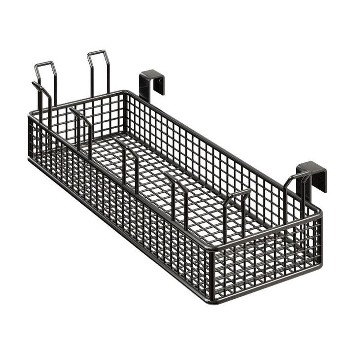 Window-Rail Hanging Shoe Storage Basket with Ventilated Grid and Adjustable Clamp Hooks