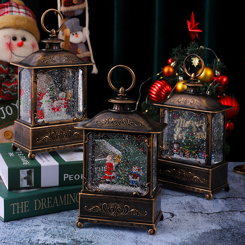 Glittering Christmas lantern with snow scenes Kalsten