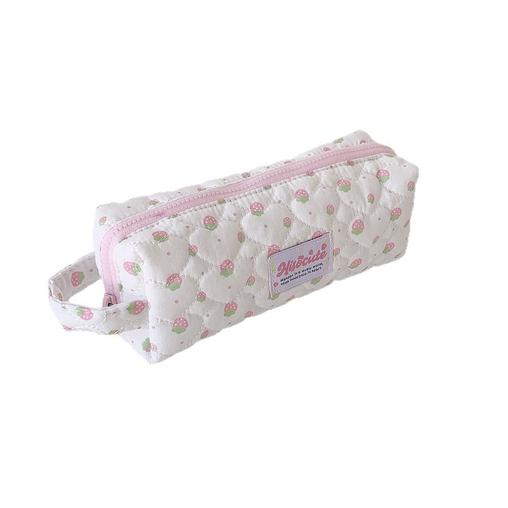 Strawberry Print Quilted Pencil Case Kalsten