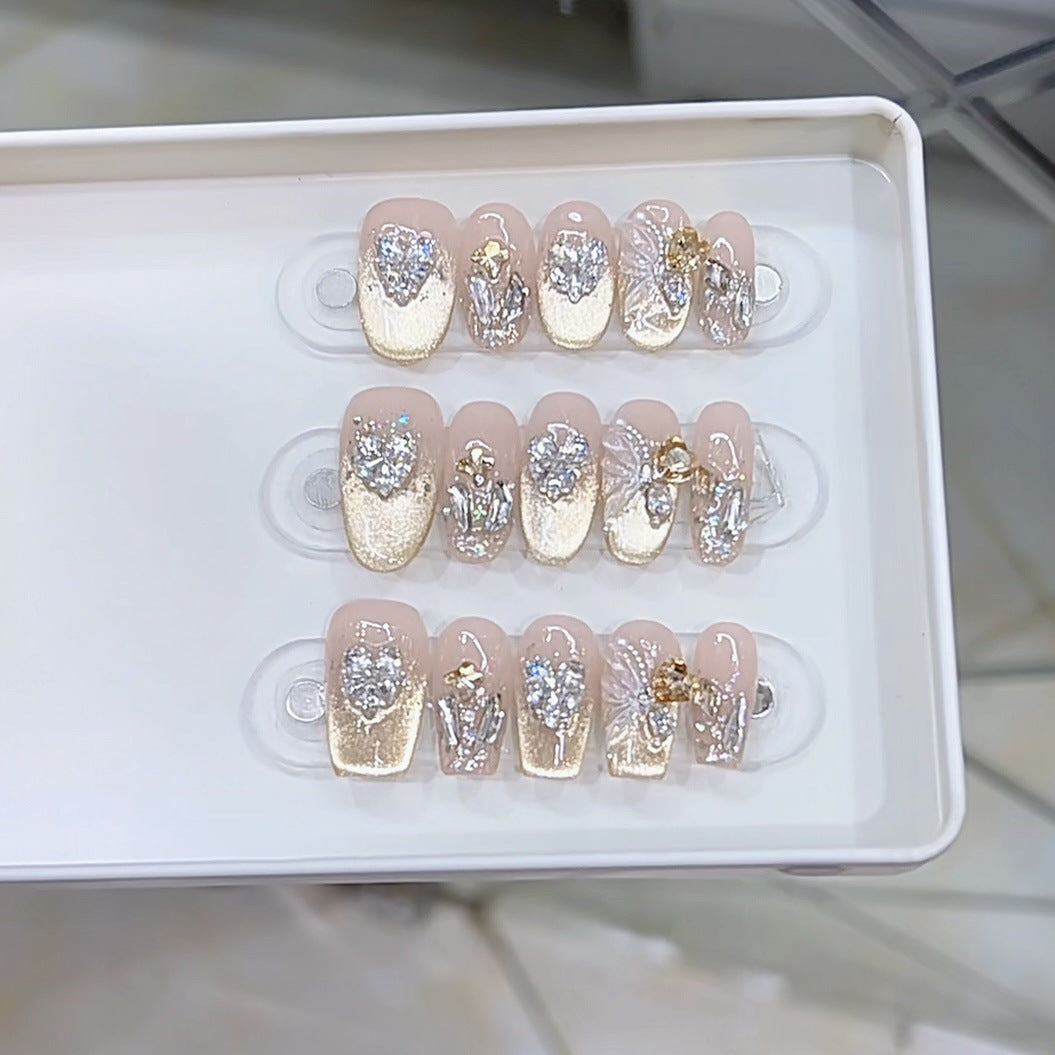 Glamorous Rhinestone-Accented Press-On Nail Set Kalsten