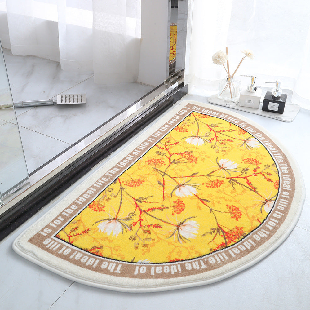 Flower Print Half Moon Bath Mat