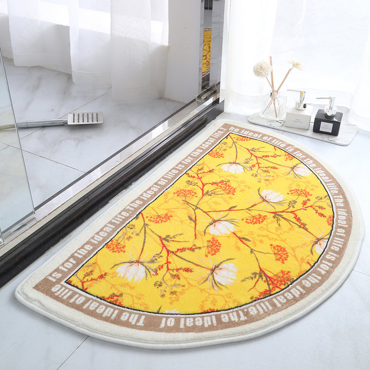 Flower Print Half Moon Bath Mat