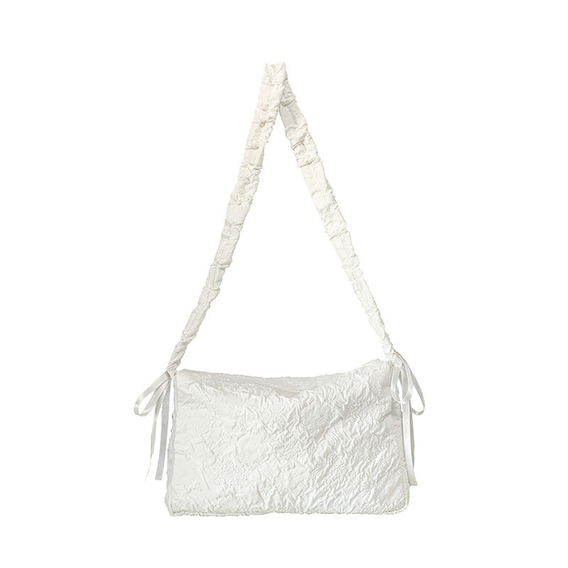 Crinkled Fabric Slouchy Shoulder Bag