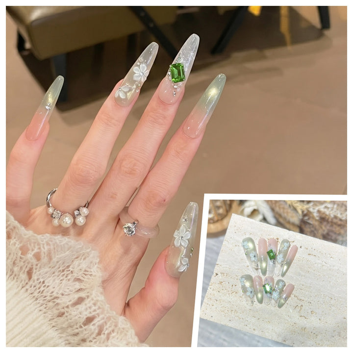 Artistic Stiletto Press-On Nail Set with Charming Patterns Kalsten