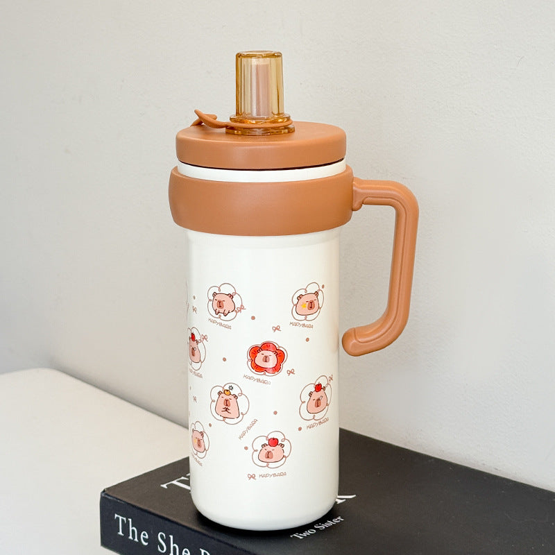 Women's Insulated Drink Bottle with Practical Carry Handle and Cute Animal Design Kalsten