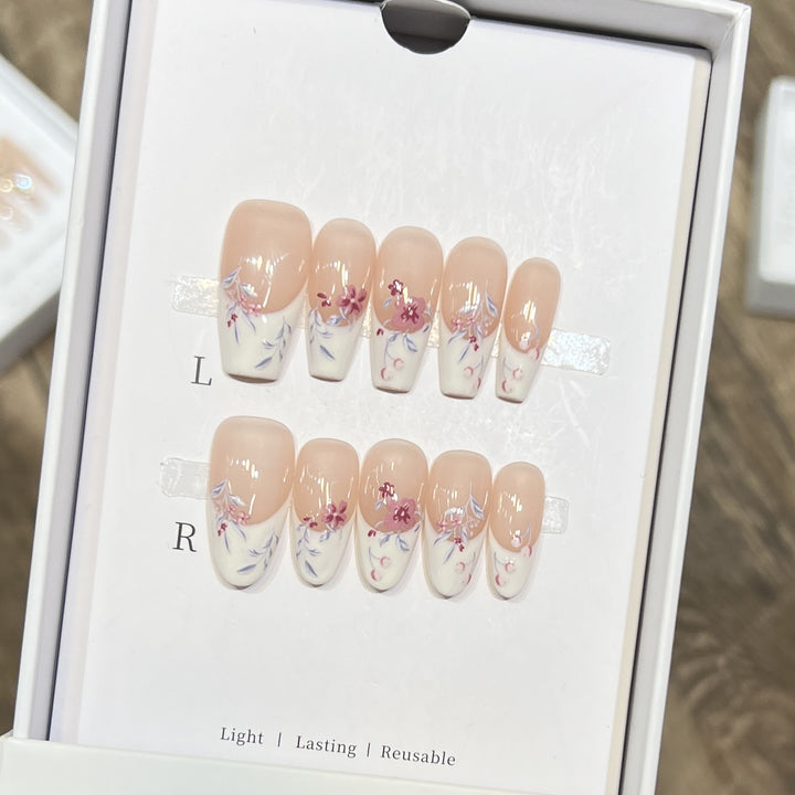 Floral Design Stiletto Press-On Nails Kalsten