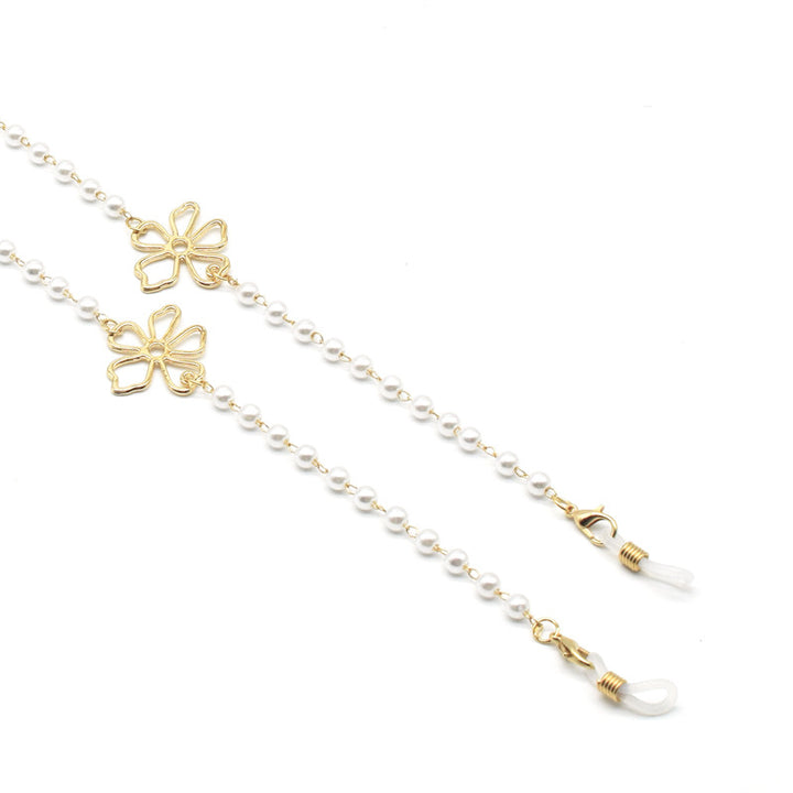 Pearl-Accented Floral Chain Eyewear Holder Kalsten