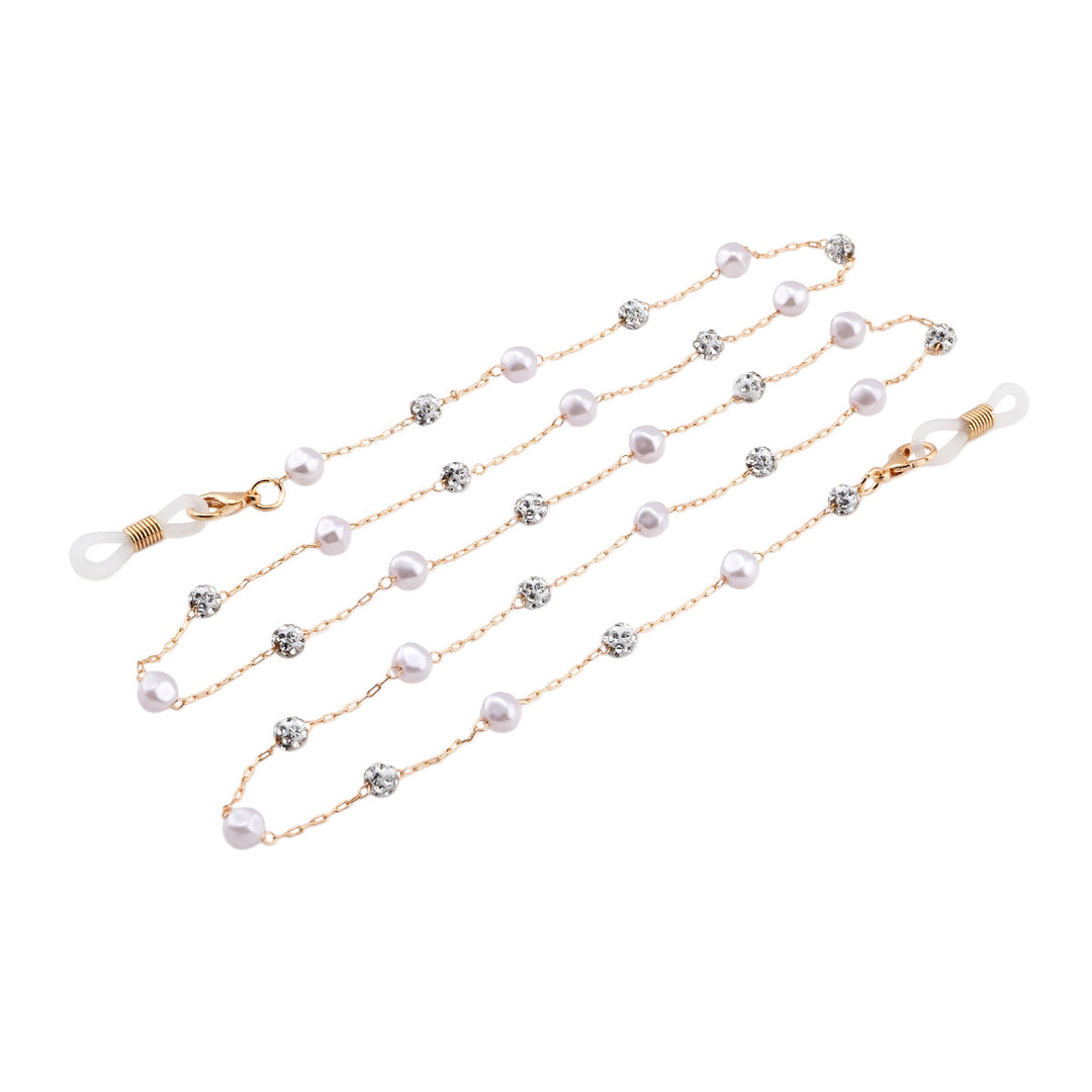 Elegant Crystal and Pearl Eyewear Chain Kalsten