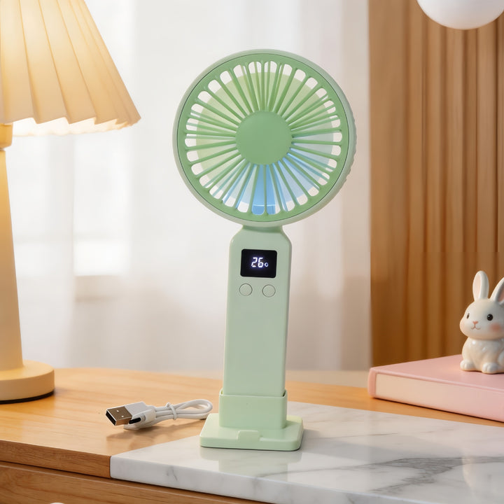 Portable hand-held fan with digital temperature display and multiple speed control Kalsten