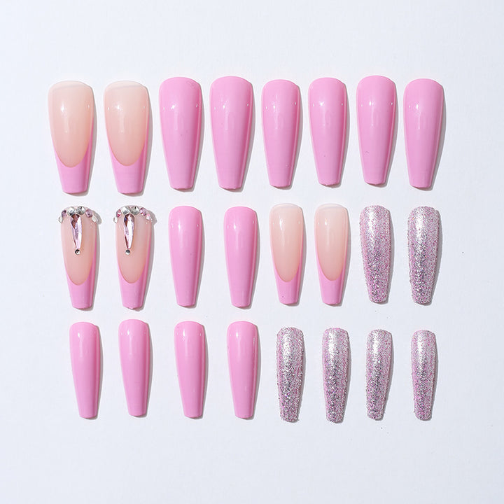 Decorative Press-On Nail Set with Glitter and Gem Accents kalsten