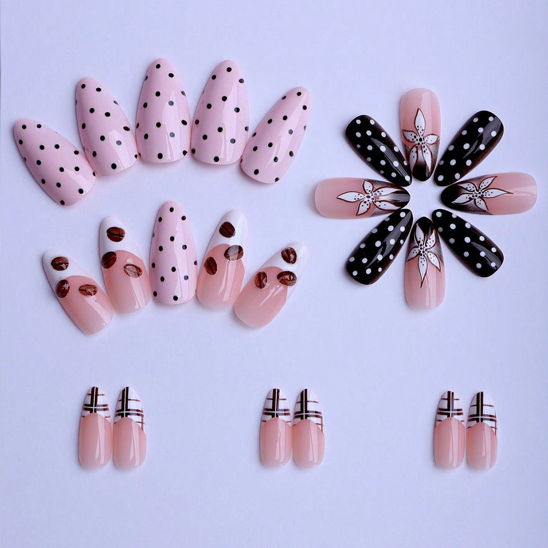 Artificial nails with elegant floral design and creative accents Kalsten