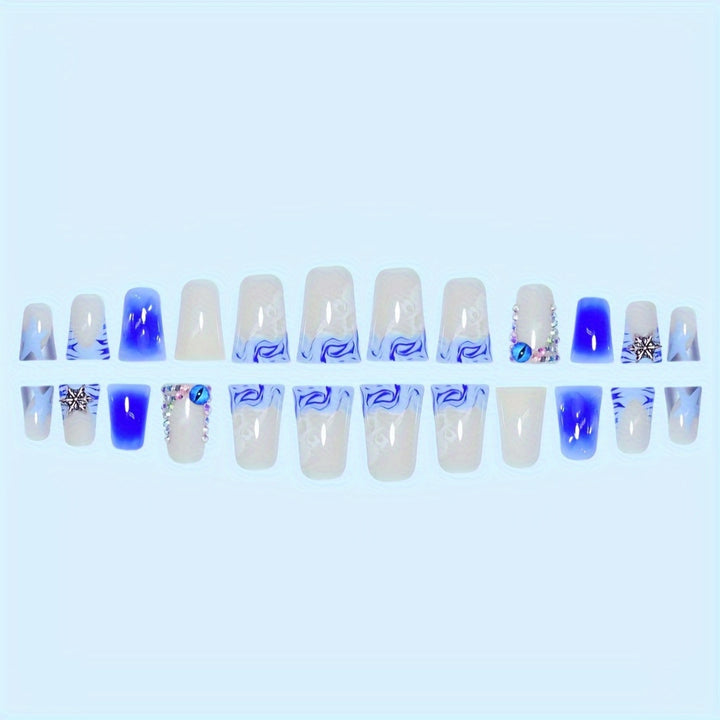 Decorative Press-On Nail Art Set with Gemstone Accents Kalsten