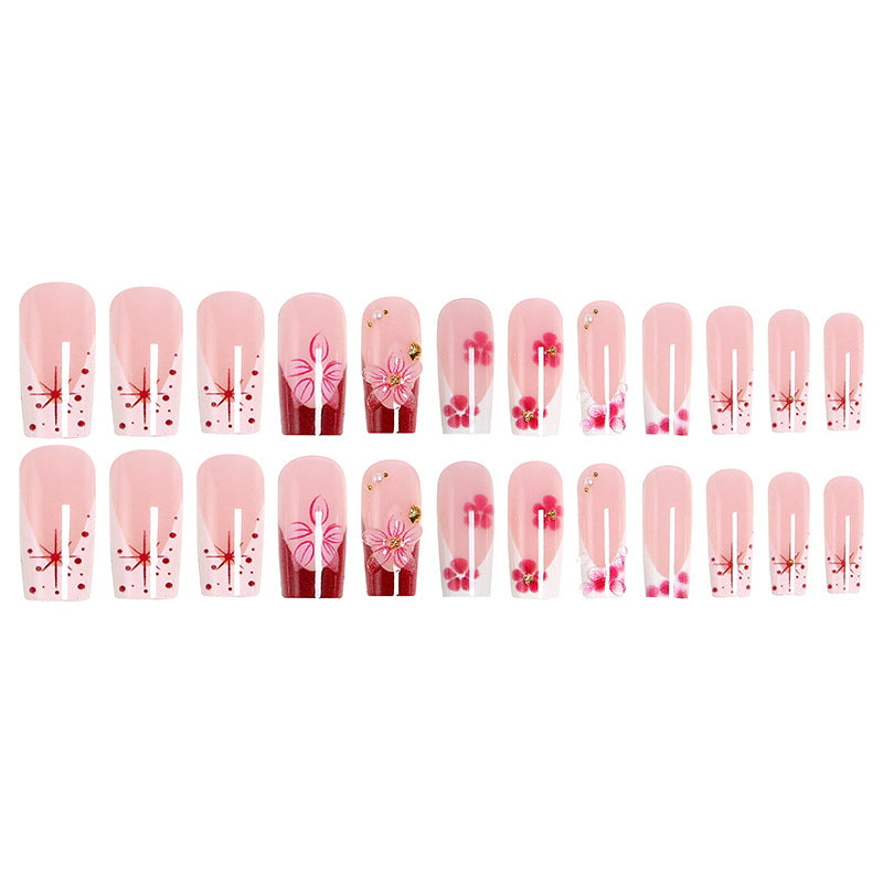 Artificial nail set with floral detail and glitter effects Kalsten