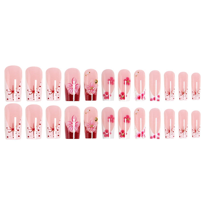 Artificial nail set with floral detail and glitter effects Kalsten