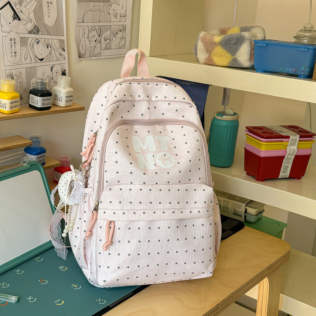 Stylish Polka Dot Printed Backpack Kalsten