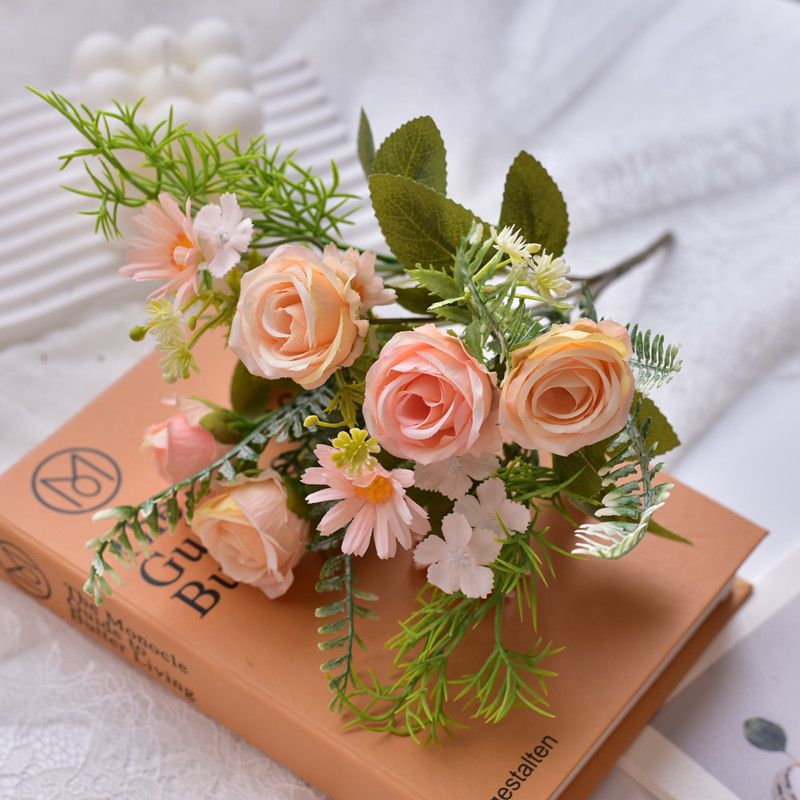Lifelike Artificial Floral Bouquet with Fern Accents
