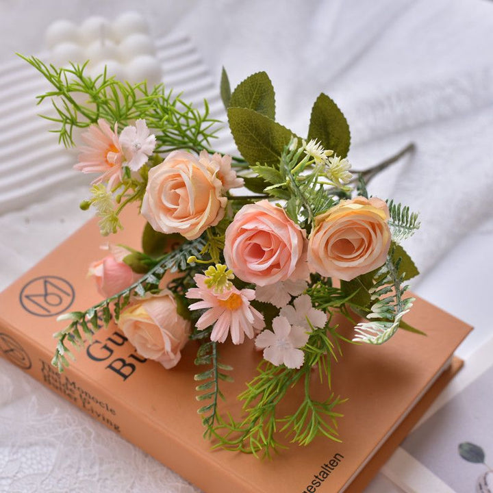 Lifelike Artificial Floral Bouquet with Fern Accents