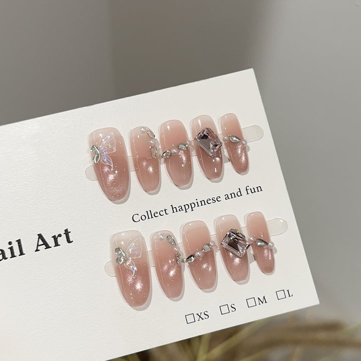 Elegant Press-On Nail Art Set with Decorative Accents