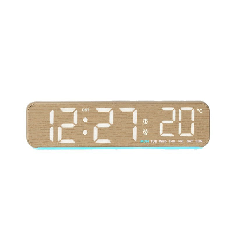 Digital wooden alarm clock with temperature and day of the week display Kalsten