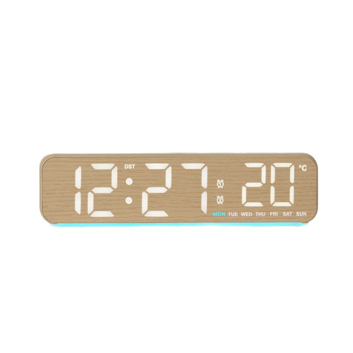 Digital wooden alarm clock with temperature and day of the week display Kalsten