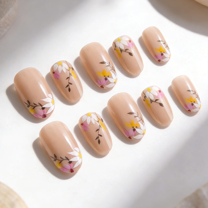 Floral Decorative Press-On Nail Set Kalsten