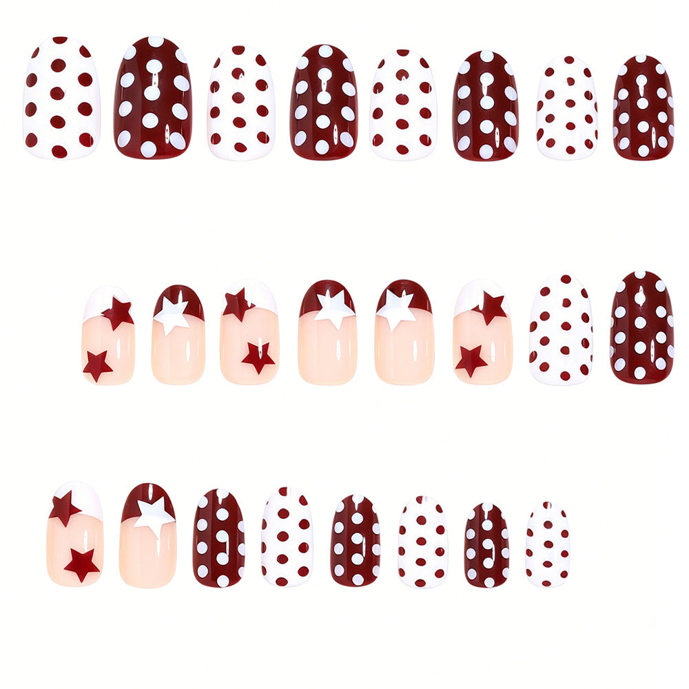 Artistic Star and Polka Dot Press-On Nail Set Kalsten
