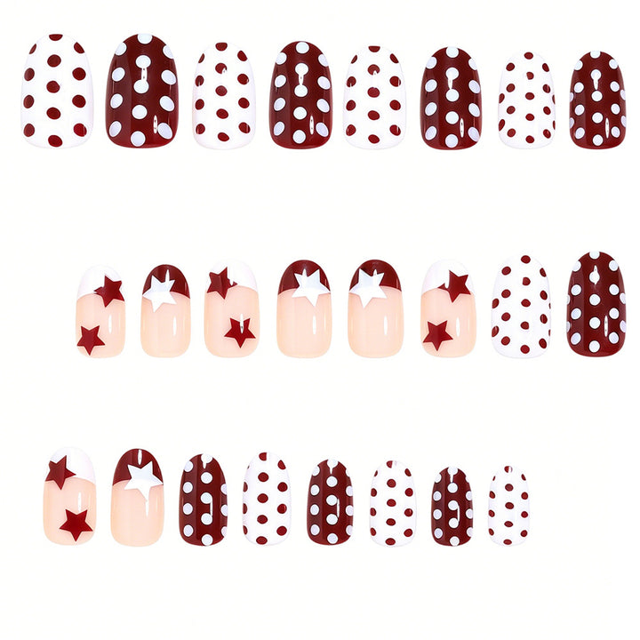 Artistic Star and Polka Dot Press-On Nail Set Kalsten
