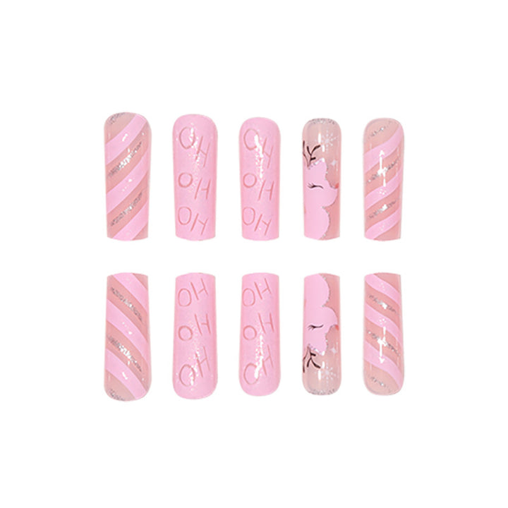 Festive-Themed Glitter Holiday Press-On Nails Kalsten