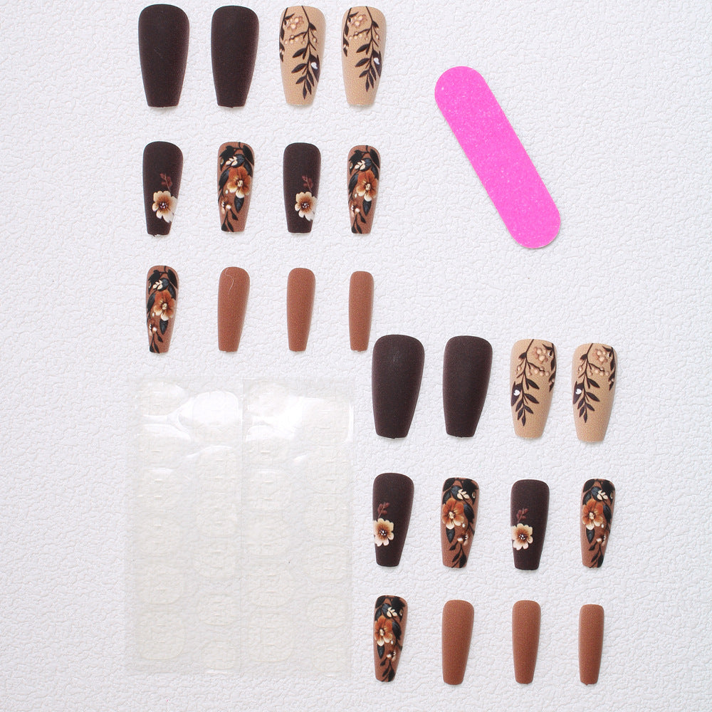 Elegant Floral Matte Press-On Nails Kalsten