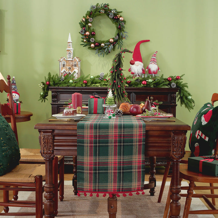 Stylish Pom-Pom Trimmed Table Runner