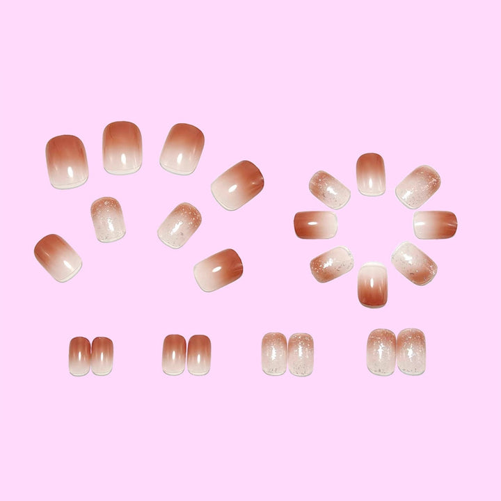 Art nails with delicate gradient colors and glitter effects Kalsten