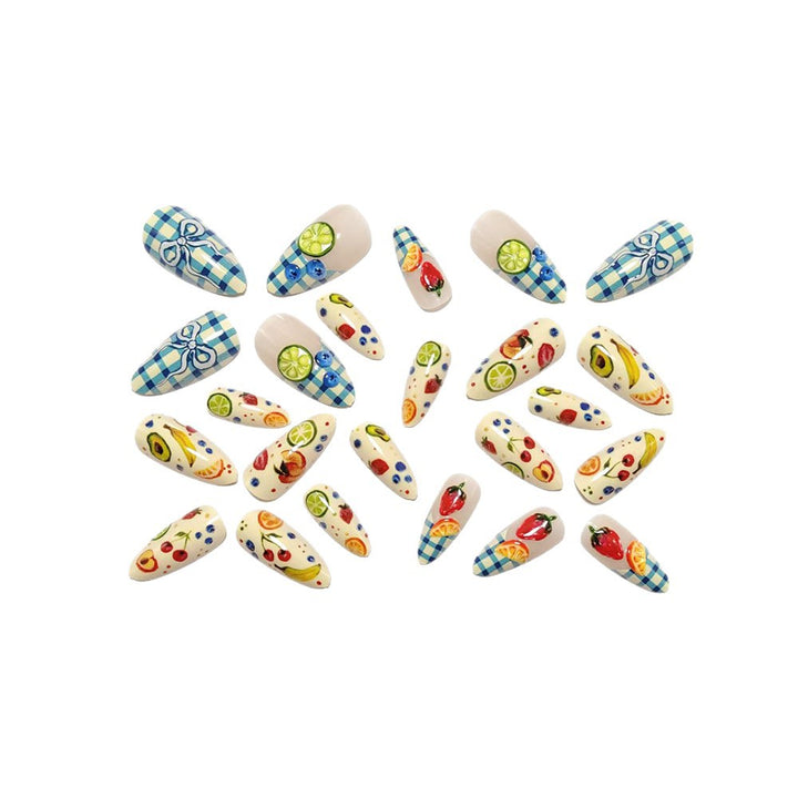 Artificial nails with fruity and checkered design Kalsten