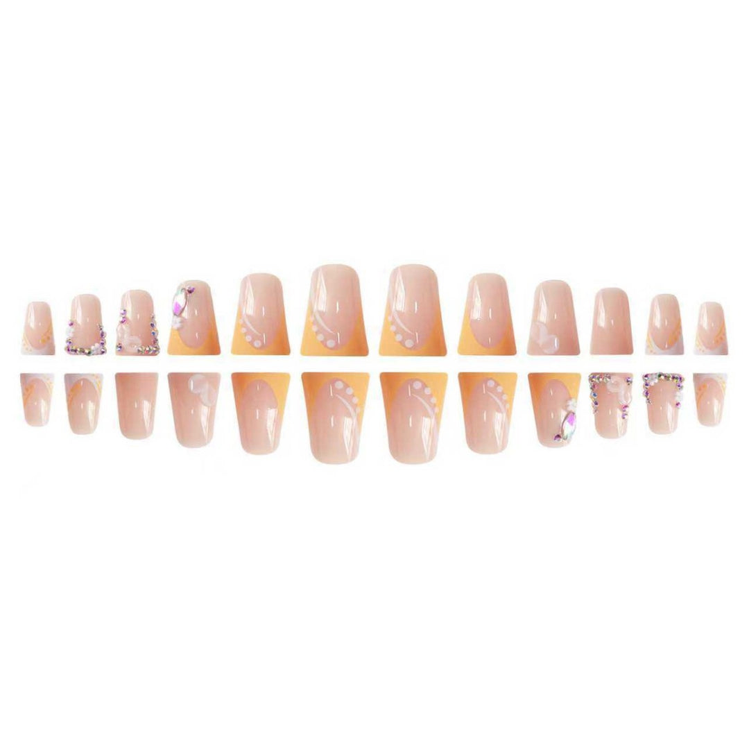 Decorative Floral Rhinestone Nail Extensions Kalsten