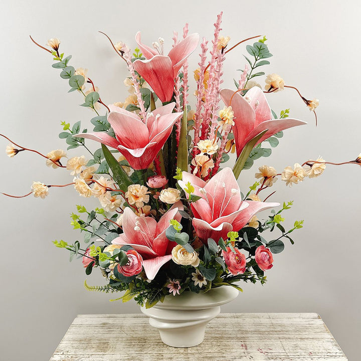 Lifelike Floral Arrangement in Decorative Ceramic Vase