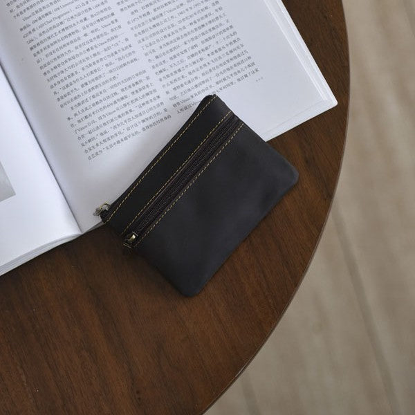 Double-Zip Leather Card Wallet