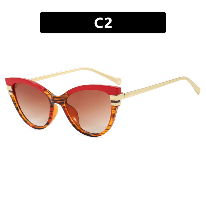 Ladies Cat-Eye Sunglasses with Elegant Plastic Frame and Golden Accents Kalsten