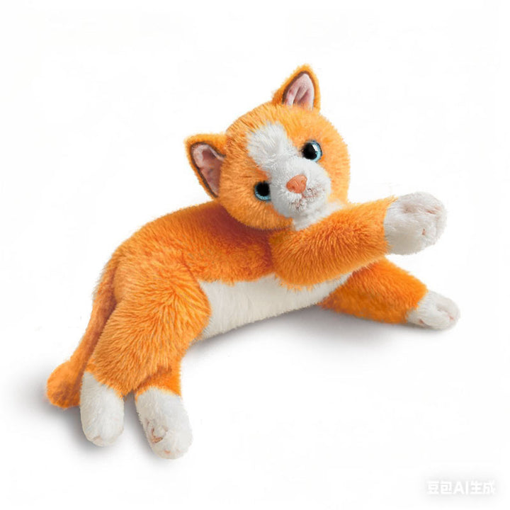 Realistic Stretch-Profile Orange Tabby Plush Lounger Kalsten