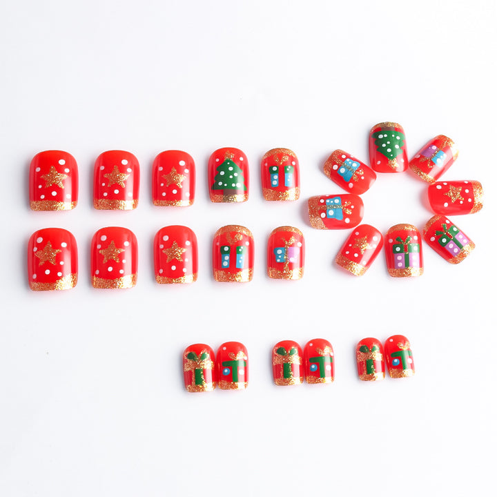Festive Christmas Themed Press-On Nail Art Kalsten