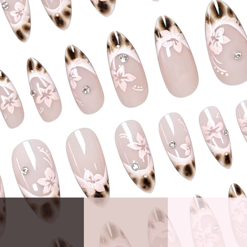 Elegant Floral-Design Acrylic Nail Enhancements Kalsten