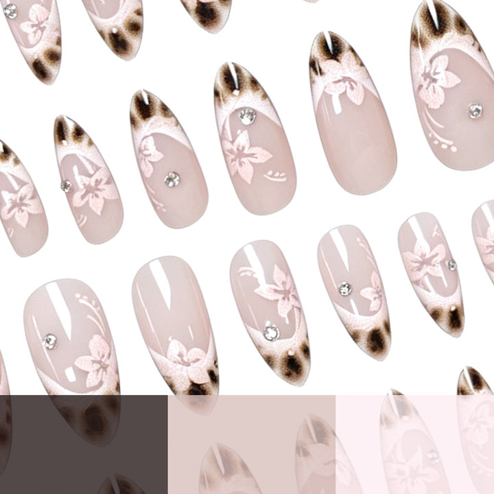 Elegant Floral-Design Acrylic Nail Enhancements Kalsten