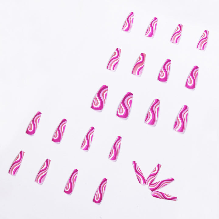 Artistic acrylic nails in ombre design with modern wave patterns Kalsten