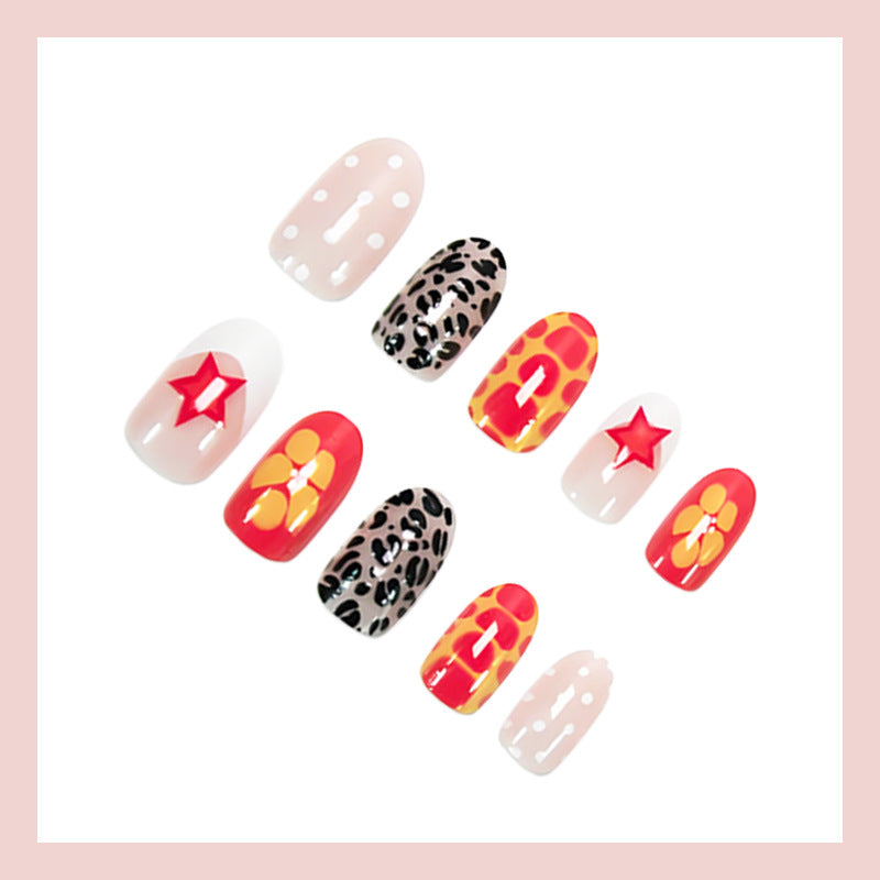 Acrylic nail set with trendy animal and color patterns Kalsten