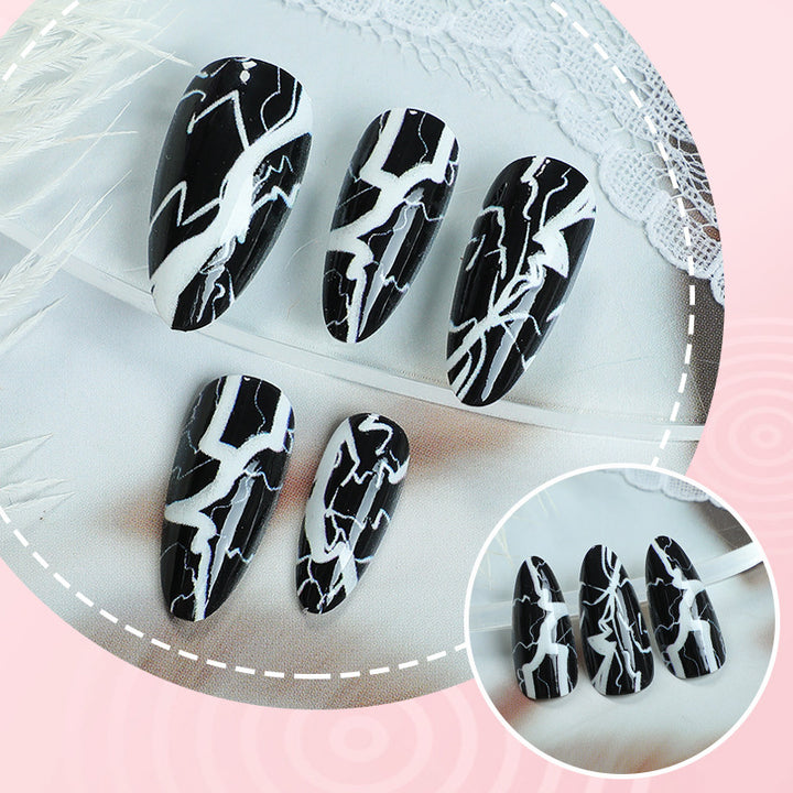 Artistic Lightning-Pattern Press-On Nails